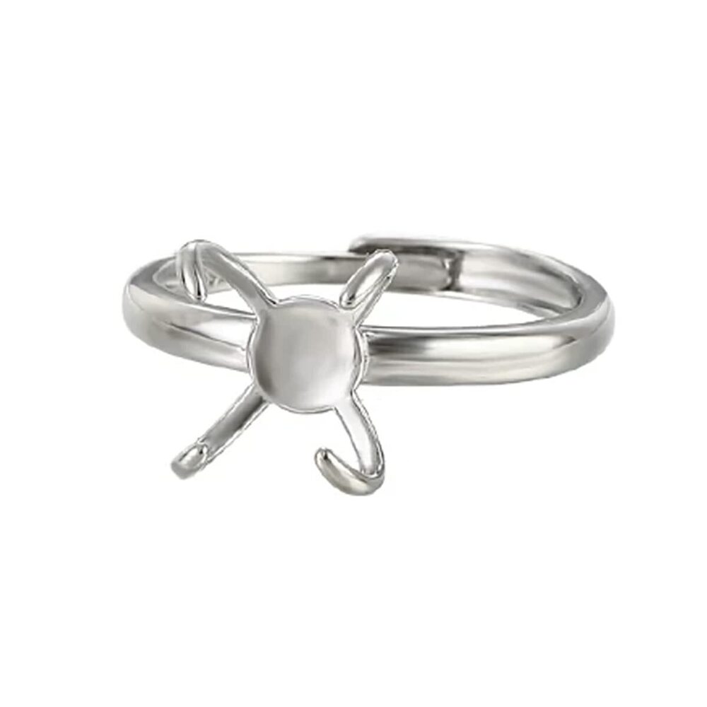 4457 925 Sterling Silver 4 Claws Ring Base for Irregular Cabochon